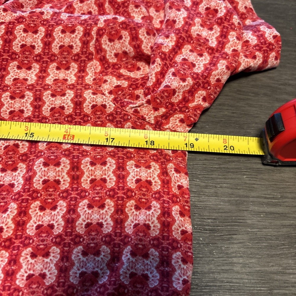 Joe Fresh Red Pink blouse button down women S/P floral Artsy 100% Silk 70s Retro - Picture 6 of 8